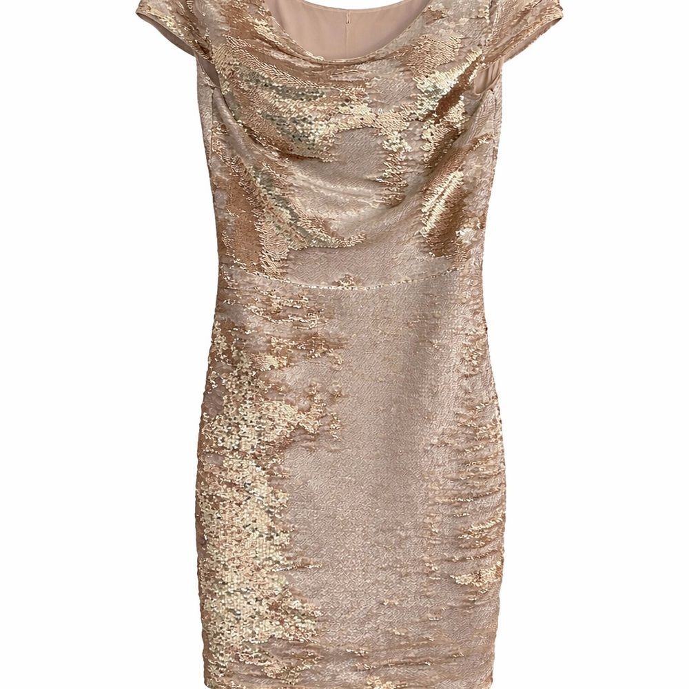Vince Camuto Reversible Sequin Cocktail Dress | Champagne Rose Gold | Size 0P